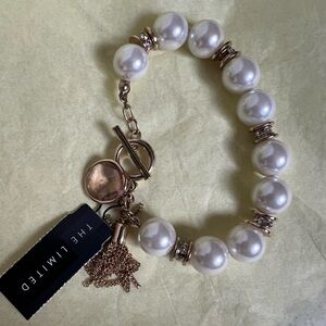 The Limited White Pearl Bracelet with Rose Gold Accents